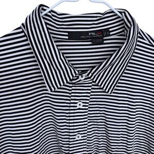 Mens RLX Golf Polo Shirt XL Black & White Striped Performance Ralph Lauren